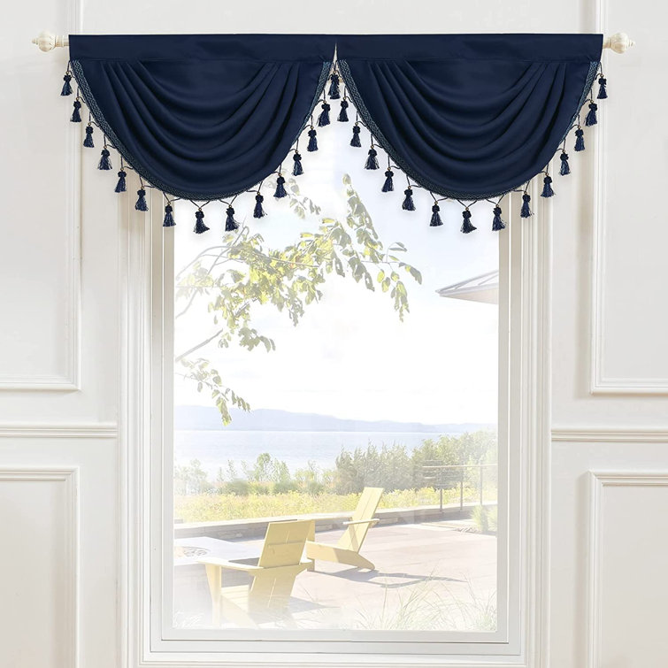 Yunni Swag 28'' Window Valance in Navy Blue Wayfair